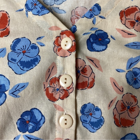 PRINCESS HIGHWAY Clara Cream Floral Linen Blend Puff Sleeve Dress Plus Size 16 - Picture 9 of 12